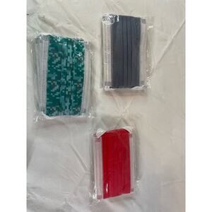 30 Children's Disposable Masks Red Green Gray New